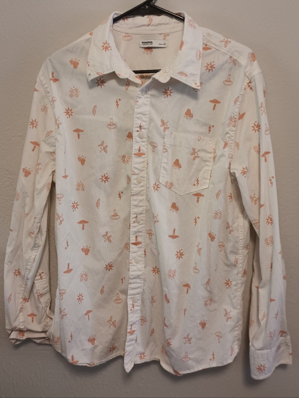 Sonoma Orange Mushroom And Lightning Bolt Button-down